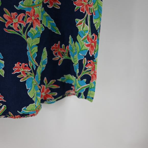 Land's End Mens Linen Hawaiian Tropical Button Up Shirt XL T - Picture 10 of 13